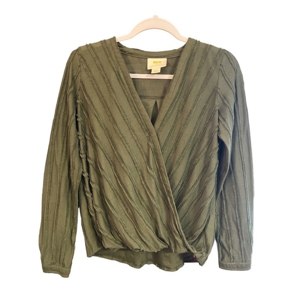 Maeve by Anthropologie Audre Textured Faux Wrap Blouse Size Small MN1 - Picture 2 of 4